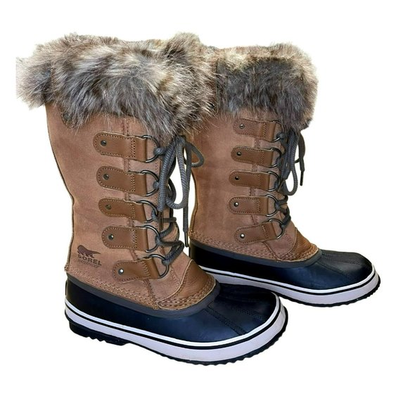Sorel Shoes - Sorel Joan of Arctic Carmel Brown Faux Fur Winter Boots Size 8.5  NL2429-226